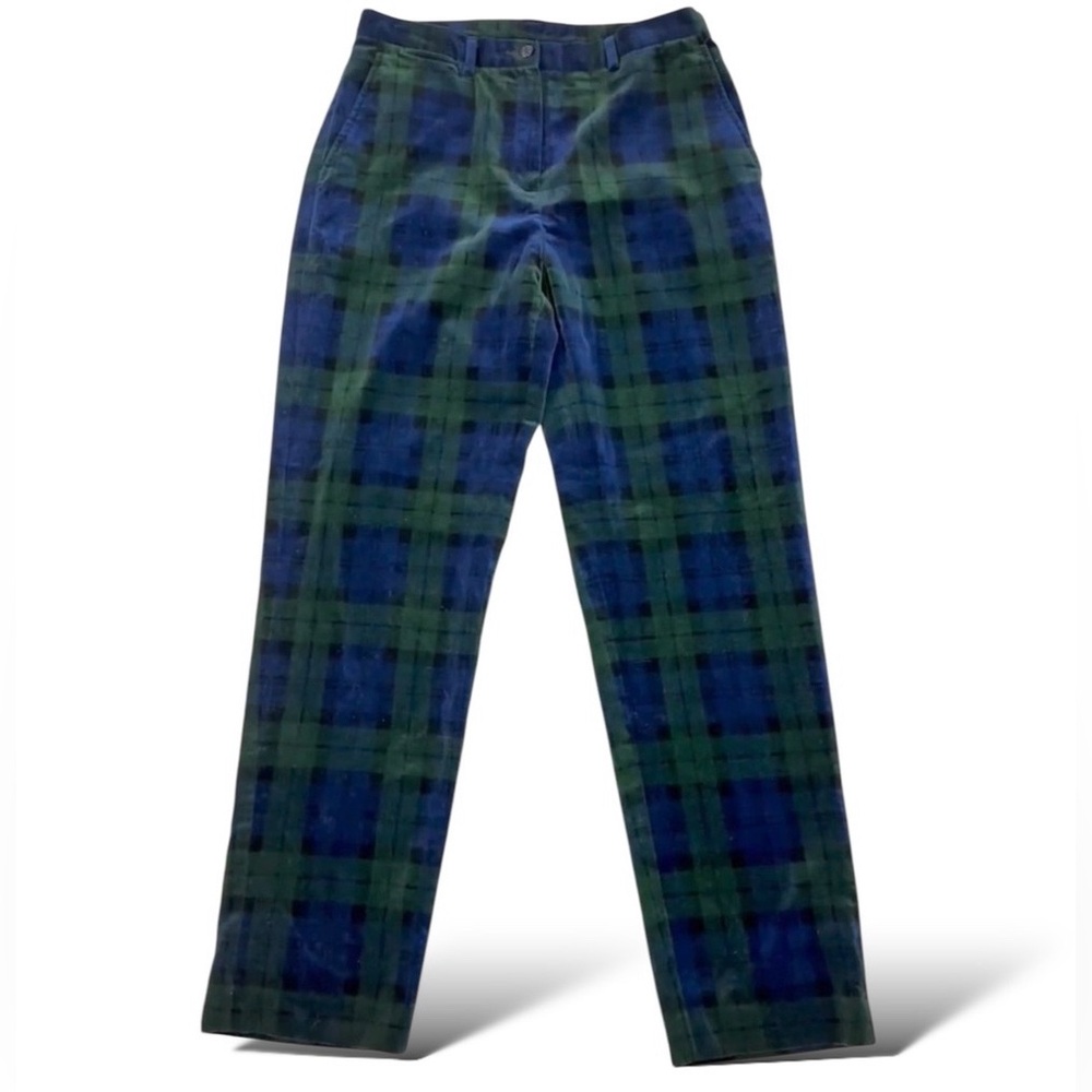 Vintage 90s Ralph Lauren Tartan Plaid Velvet Pants Women’s 10 Preppy Academia